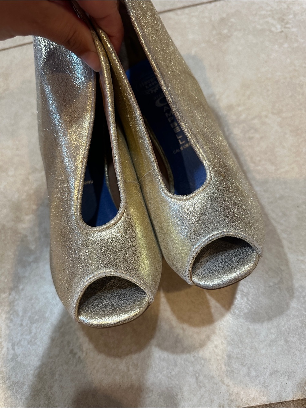 NEW! Vintage Jeffrey Campbell Dayne Gold Leather Wood Heel Booties Heels Boots 8 - Picture 3 of 10